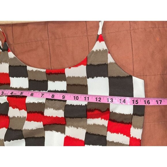 Alice + Olivia Multicolour Russell Silk Check Print Geo Mini Slip Dress Women's - Picture 5 of 9